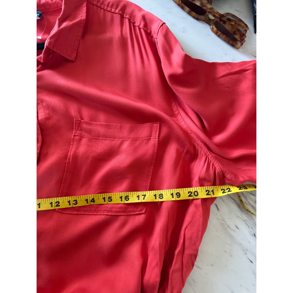 Old Navy Womens XXL Red Viscose Rayon Long Sleeve Belted Button Down Midi Dress - Picture 5 of 6